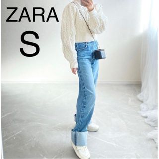 ザラ(ZARA)の【完売商品】ZARA フェイクパール　ケーブルニット　セーター　白(ニット/セーター)