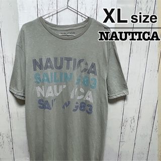 ノーティカ(NAUTICA)のNautica　Tシャツ　XL　グレー　プリント　ロゴ　クルーネック　USA古着(Tシャツ/カットソー(半袖/袖なし))