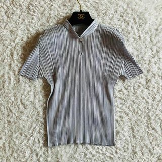 プリーツプリーズイッセイミヤケ(PLEATS PLEASE ISSEY MIYAKE)の【希少サイズ】PLEATS PLEASE 半袖　カットソー　ボタン　シャツ　xl(シャツ/ブラウス(半袖/袖なし))