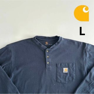 カーハート(carhartt)のカーハート ロンT ポケットtシャツ ヘンリーネック ネイビー L(Tシャツ/カットソー(七分/長袖))