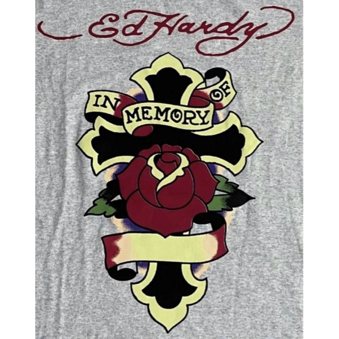 Ed Hardy(エドハーディー)の☆SALE☆Ed Hardy Men's ロングTシャツ Mサイズ GREY メンズのトップス(Tシャツ/カットソー(七分/長袖))の商品写真