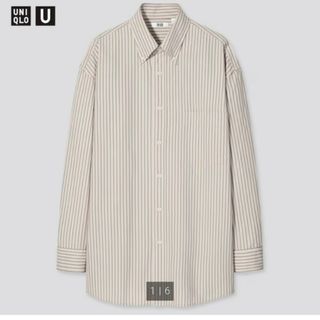 ユニクロ(UNIQLO)の【美品】ユニクロU 2021SS ワイドフィットストライプシャツ(シャツ)