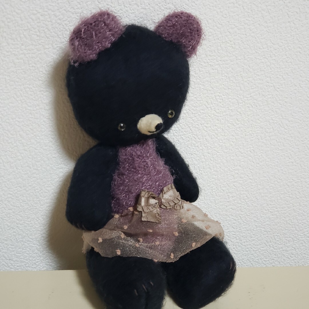 【1】Teddy Bear　　black×purple　テディベア作家 ハンドメイドのぬいぐるみ/人形(ぬいぐるみ)の商品写真