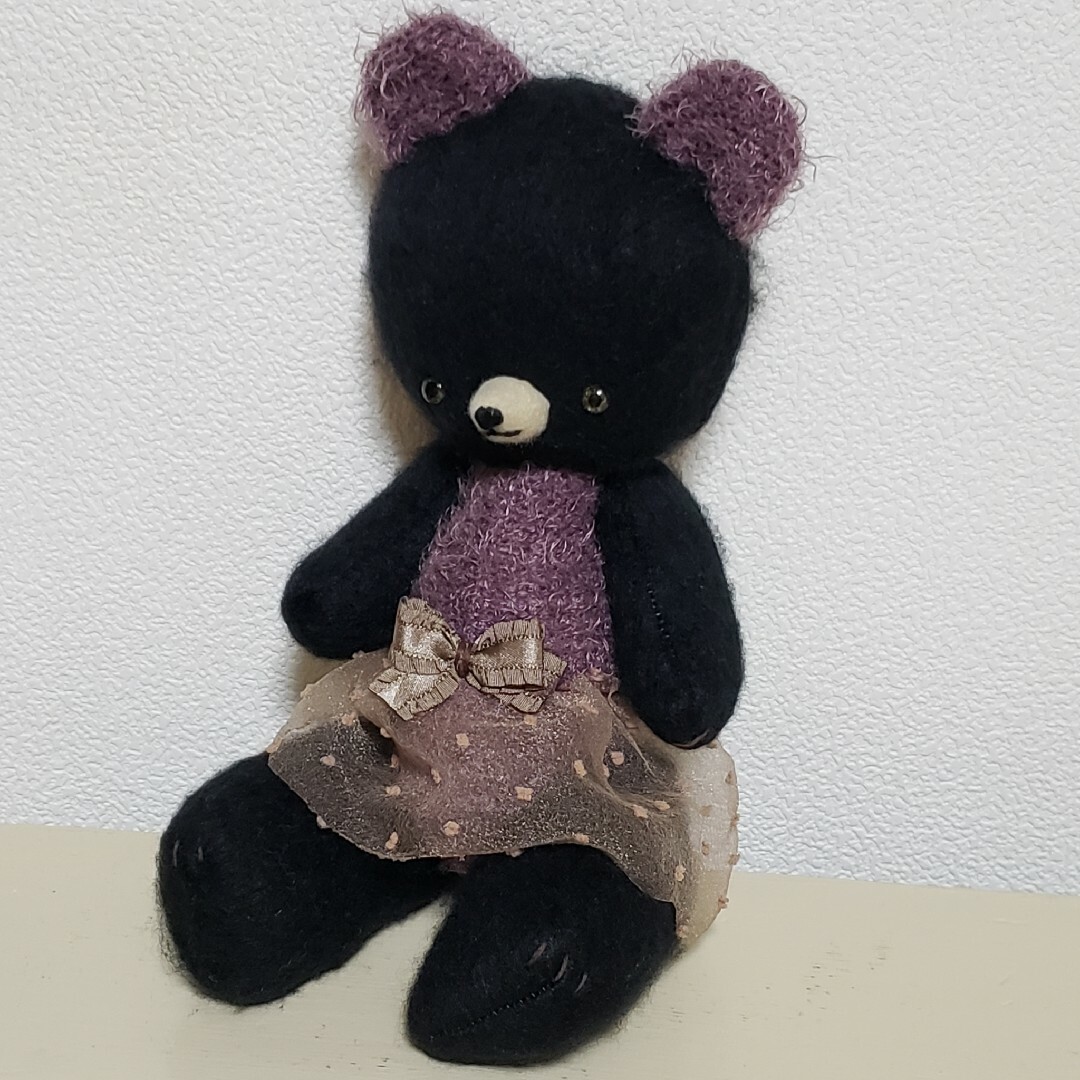 【1】Teddy Bear　　black×purple　テディベア作家 ハンドメイドのぬいぐるみ/人形(ぬいぐるみ)の商品写真