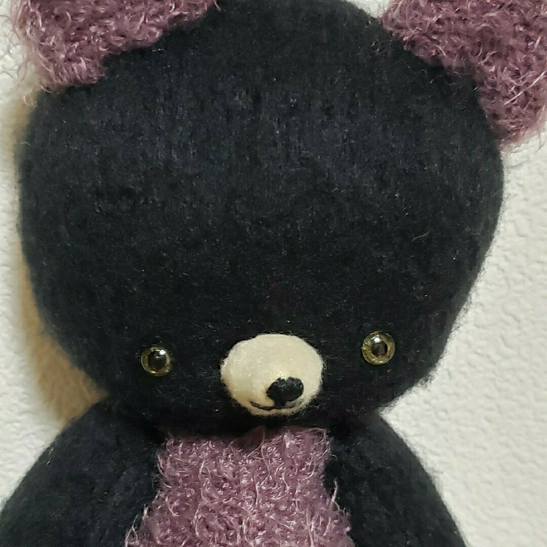 【1】Teddy Bear　　black×purple　テディベア作家 ハンドメイドのぬいぐるみ/人形(ぬいぐるみ)の商品写真