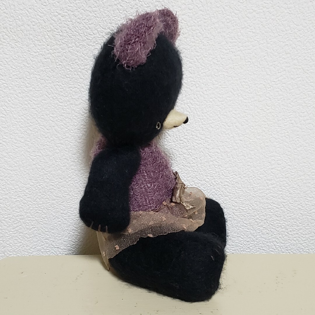 【1】Teddy Bear　　black×purple　テディベア作家 ハンドメイドのぬいぐるみ/人形(ぬいぐるみ)の商品写真