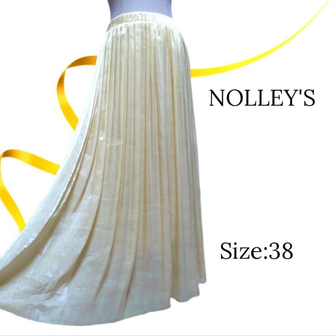 NOLLEY'S(ノーリーズ)の★美品★ノーリーズ　マキシ丈　フレアスカート　プリーツスカート　イエロー　春色 レディースのスカート(ロングスカート)の商品写真