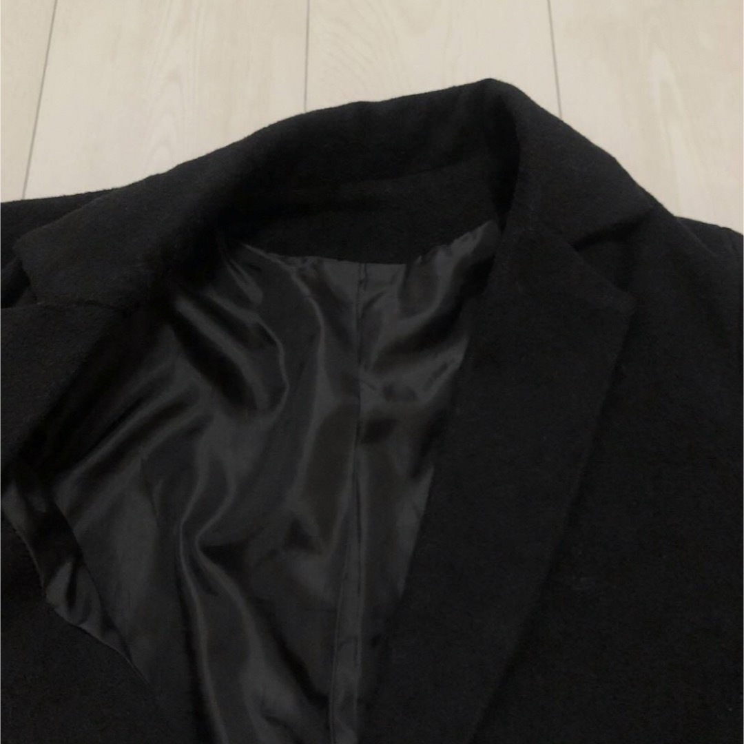 チェスターコート ブラック 無地 レディースのジャケット/アウター(チェスターコート)の商品写真