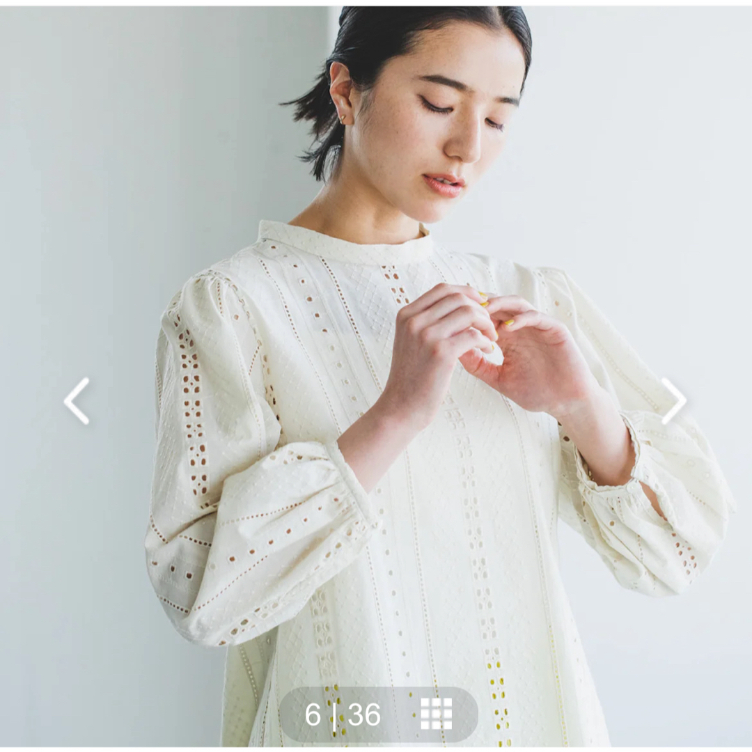 郵送買取 新品5台以上送料無料キャンペーン中！！  fog linen 甘すぎない大人のレース 北欧暮らしの道具店 - work シャツ/ブラウス(長袖/七分)