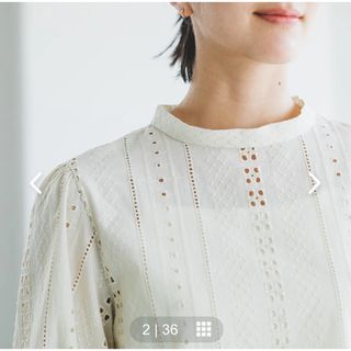 フォグリネンワーク(fog linen work)の北欧暮らしの道具店　甘すぎない大人のレースブラウス　エクリュ(シャツ/ブラウス(長袖/七分))