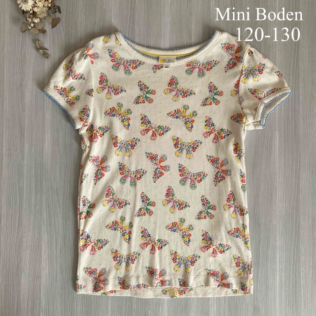 Boden(ボーデン)の【極美品】ミニボーデン　バタフライ柄カットソー キッズ/ベビー/マタニティのキッズ服女の子用(90cm~)(Tシャツ/カットソー)の商品写真