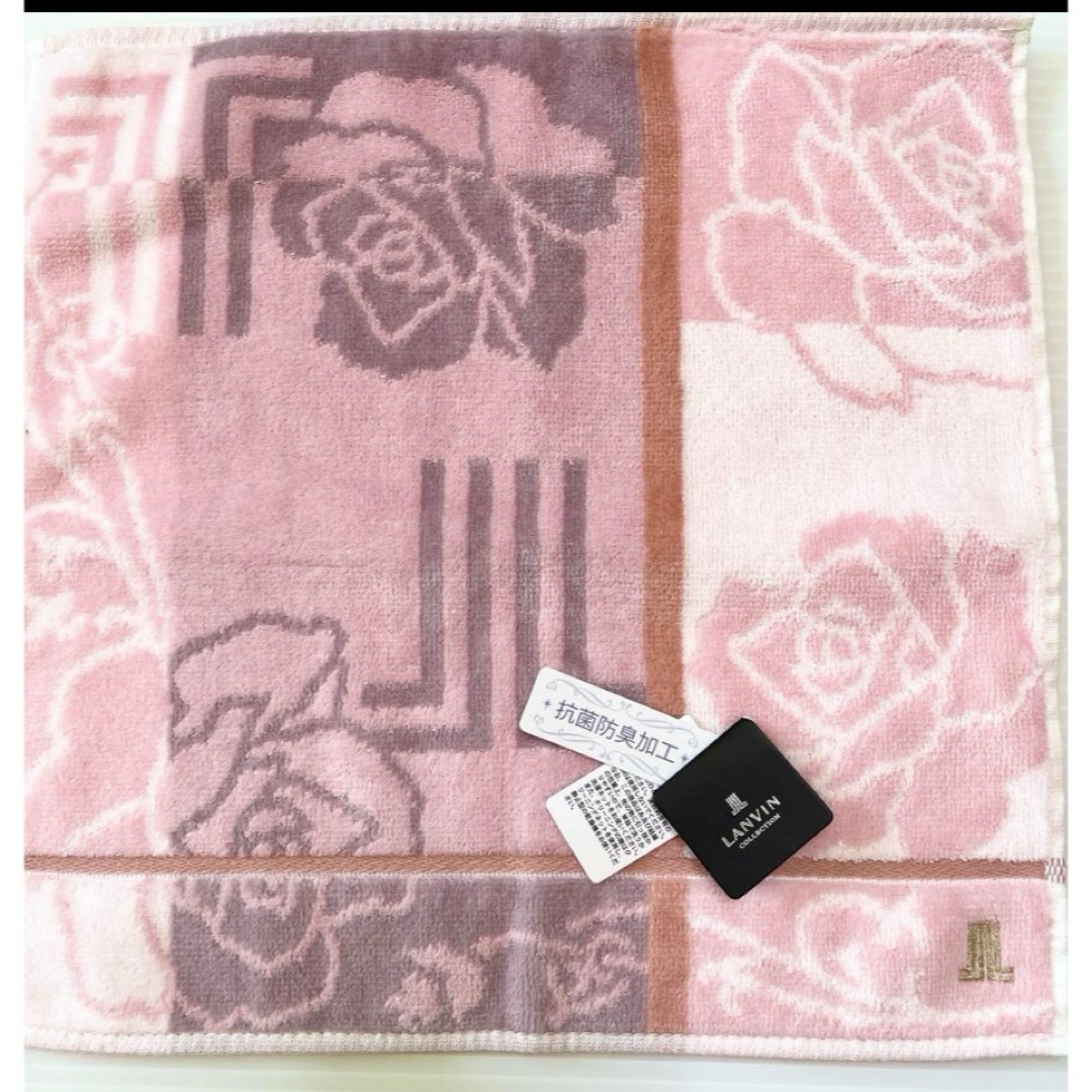 LANVIN COLLECTION(ランバンコレクション)の⑧ ランバン　ハンカチ　タオル　2枚　ピンク　新品　ふわふわ　薔薇 レディースのファッション小物(ハンカチ)の商品写真