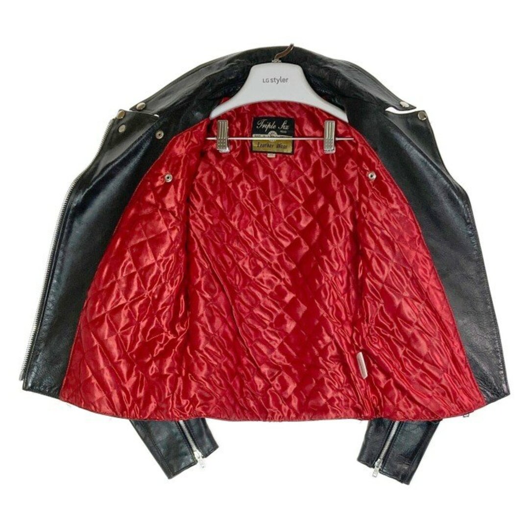 ★TRIPLE SIX 666 トリプルシックス レザー ダブルライダースジャケット ブラック レディース size34 ★TRIPLE SIX 666 トリプルシックス レザー ダブルライダースジャケット ブラック レディース size34