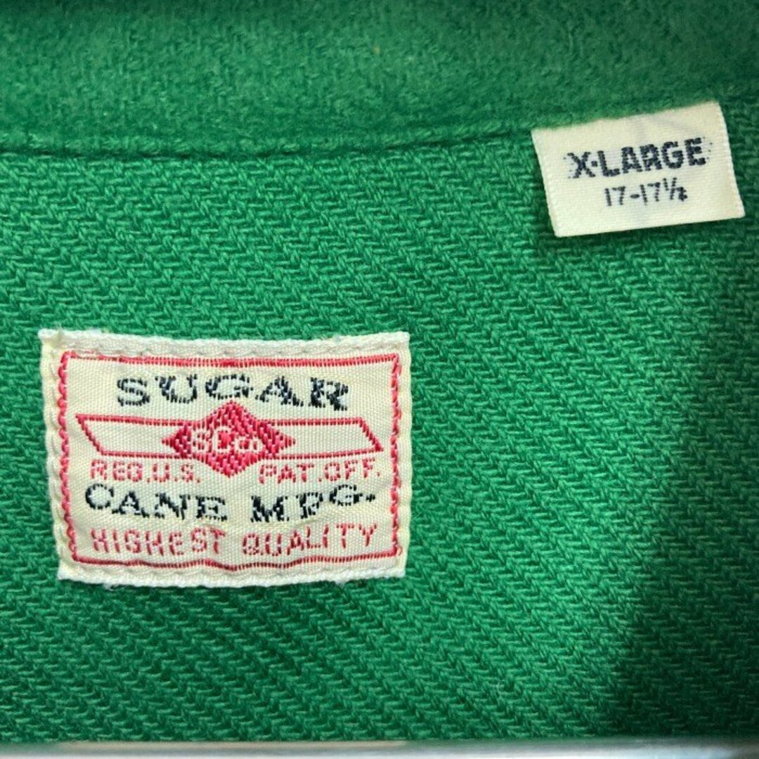 Sugar Cane(シュガーケーン)の★SUGAR CANE シュガーケーン ソリッドツイルワークシャツ フランネル グリーン SC27961 Size XL メンズのトップス(シャツ)の商品写真