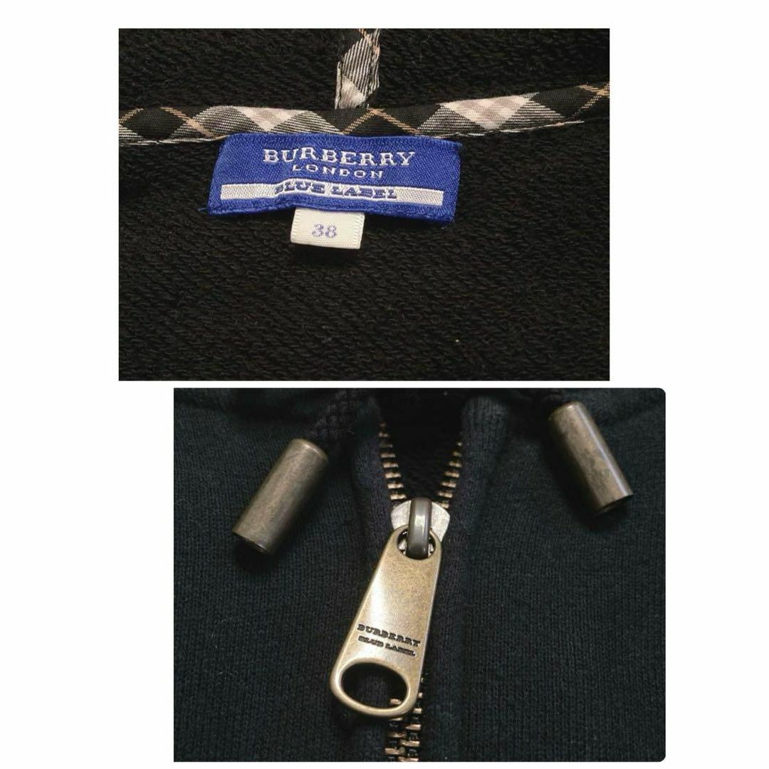 BURBERRY BLUE LABEL(バーバリーブルーレーベル)の【バーバリー】春に最適◎ パーカー チェック ブラック ホースロゴ Mサイズ レディースのトップス(パーカー)の商品写真