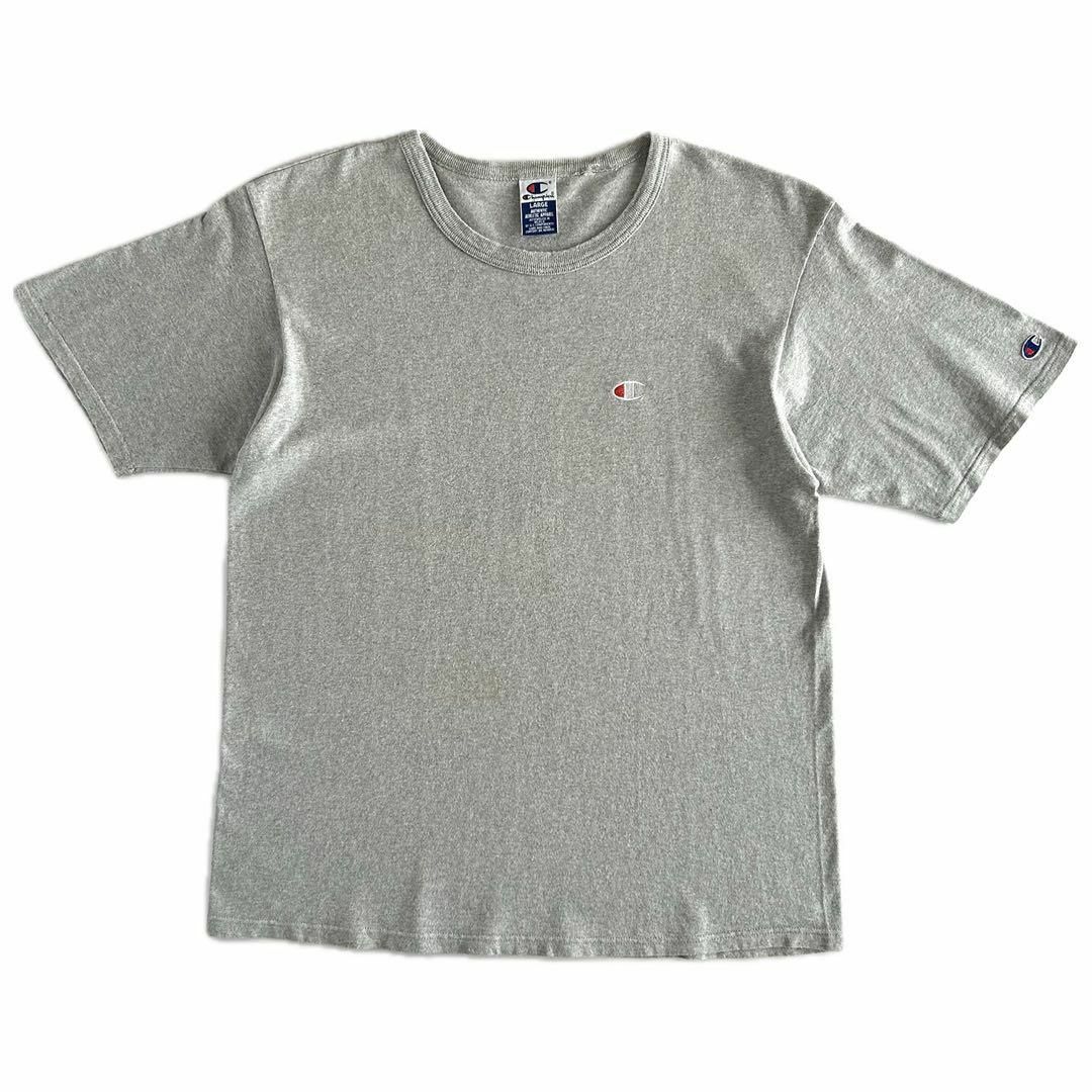 Champion(チャンピオン)のchampion チャンピオン 目つき 刺繍ロゴ グレー L 半袖Tシャツ 古着 メンズのトップス(Tシャツ/カットソー(半袖/袖なし))の商品写真