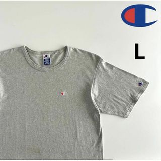 チャンピオン(Champion)のchampion チャンピオン 目つき 刺繍ロゴ グレー L 半袖Tシャツ 古着(Tシャツ/カットソー(半袖/袖なし))