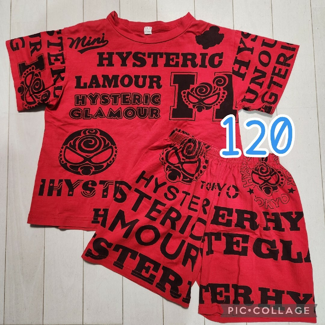 HYSTERIC MINI(ヒステリックミニ)のヒステリックミニ　120　セットアップ　半袖　赤　ヒスミニ キッズ/ベビー/マタニティのキッズ服女の子用(90cm~)(Tシャツ/カットソー)の商品写真