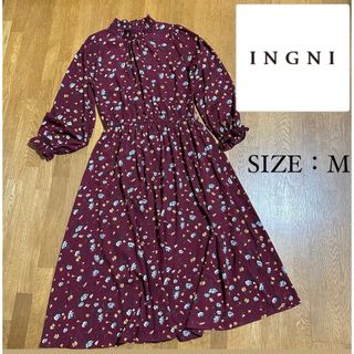 イング(INGNI)のプロフ必読【INGNI】リバティ シャーリング襟 スタンドカラー ワンピース M(ロングワンピース/マキシワンピース)