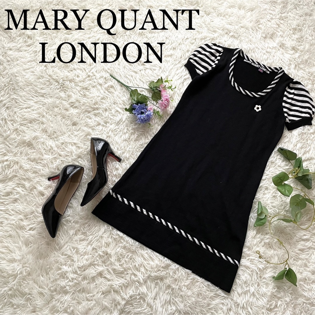 MARY QUANT(マリークワント)の【極美品】マリークアントロンドン　ボリュームスリーブ　ニットワンピース　ワッペン レディースのワンピース(ひざ丈ワンピース)の商品写真