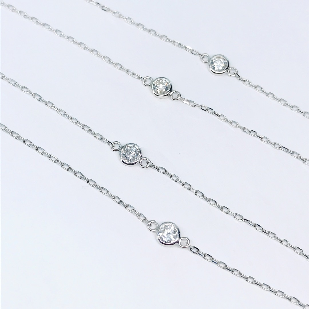 1.00ct ダイヤモンド ステーション オペラチェーン ネックレス K18WG レディースのアクセサリー(ネックレス)の商品写真