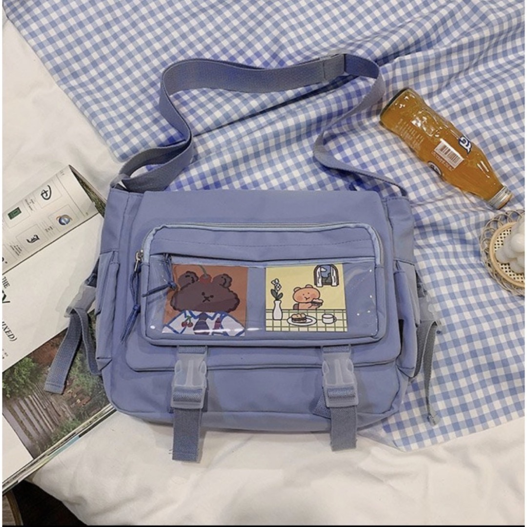 ショルダーバック　痛バック　推しバッグ　ヲタ活　クリアケース付き　大容量　ブルー レディースのバッグ(ショルダーバッグ)の商品写真