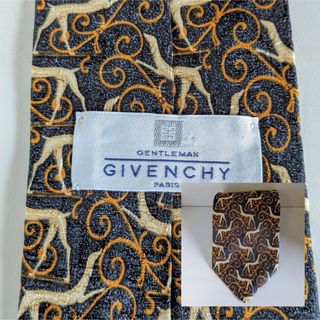 GIVENCHY - イタリア製 ネクタイ GIVENCHY ジバンシイ 犬柄 動物柄 黒 オレンジ