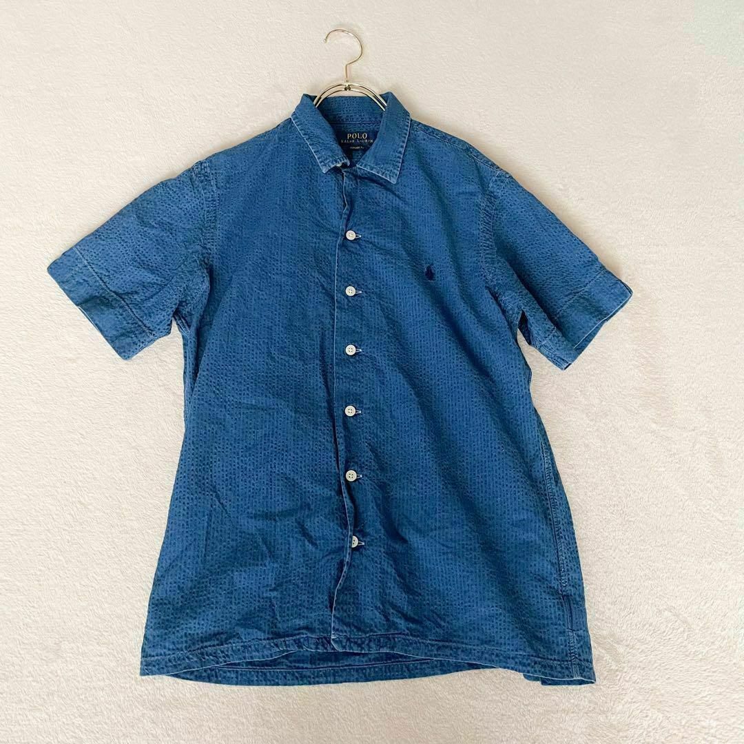 POLO RALPH LAUREN(ポロラルフローレン)の064ポロラルフローレン　半袖シャツ　XSサイズ　ネイビー系　開襟 メンズのトップス(シャツ)の商品写真