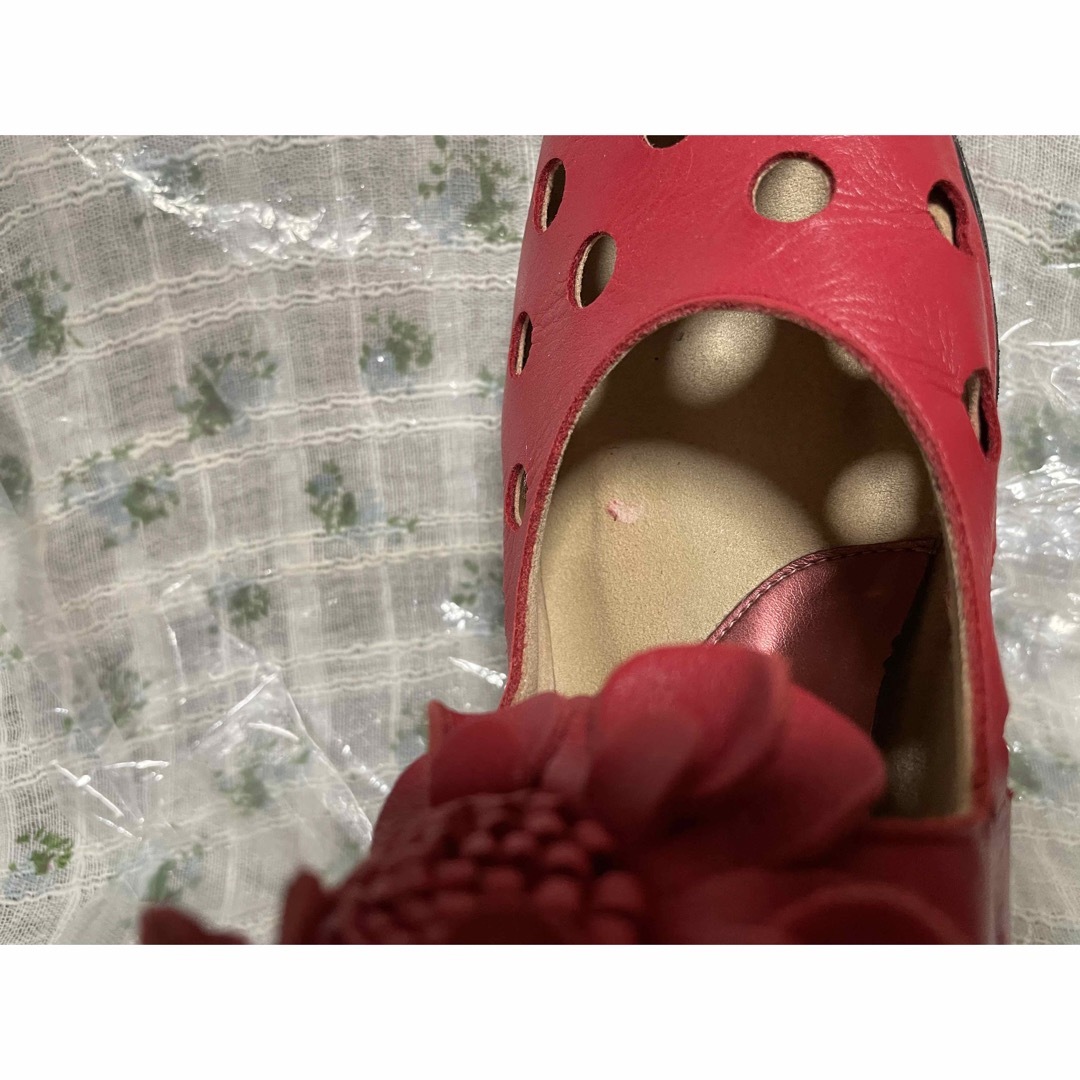 ポポラリタ お花 靴 赤色 水玉 レディースの靴/シューズ(ブーツ)の商品写真