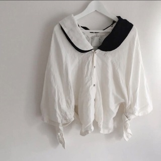 blouse/black/white(シャツ/ブラウス(長袖/七分))