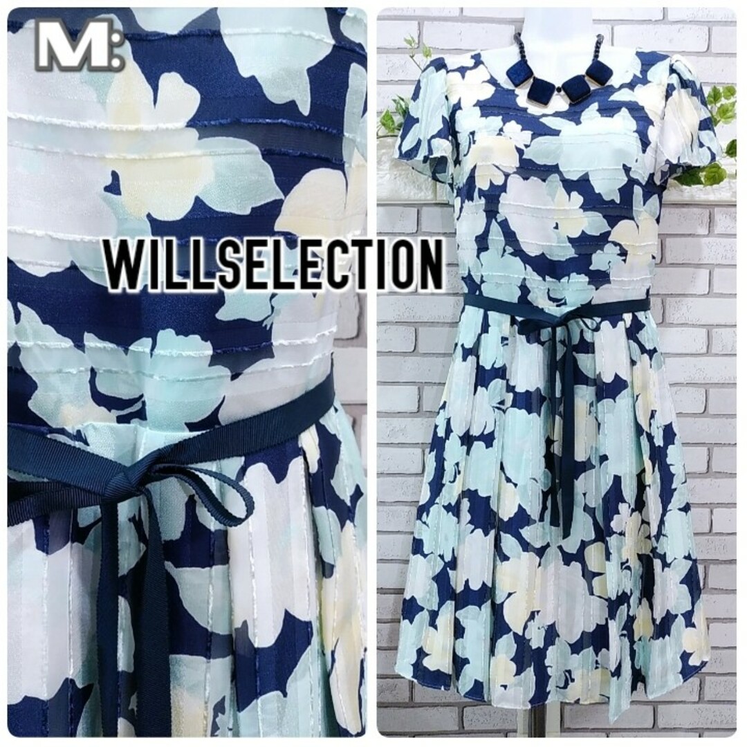 WILLSELECTION(ウィルセレクション)のM：美品★シフォン ワンピース／ウィルセレクション★フラワー レディースのワンピース(ひざ丈ワンピース)の商品写真