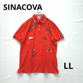 シナコバ(SINACOVA)の美品❗️シナコバ　LL 半袖ポロシャツ　オレンジ　ワッペン　大きいサイズ(ウエア)