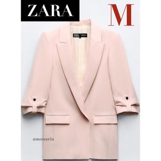 ザラ(ZARA)の【新品】ZARA ロールアップスリーブブレザー　テーラードジャケット　ジャケット(テーラードジャケット)