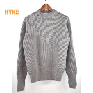 hyke リブクルーネックニット