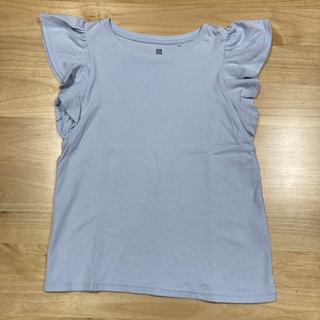 ユニクロ(UNIQLO)のユニクロ GIRLS スムースコットンフリルTシャツ（半袖） 130(Tシャツ/カットソー)