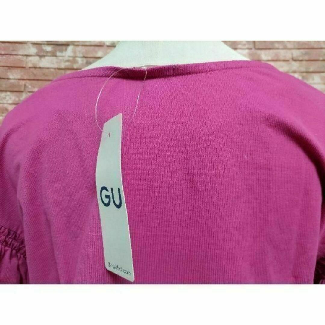 GU(ジーユー)の新品タグ付き GU シャーリングスリーブ 半袖Tシャツ ピンク sizeM レディースのトップス(Tシャツ(半袖/袖なし))の商品写真