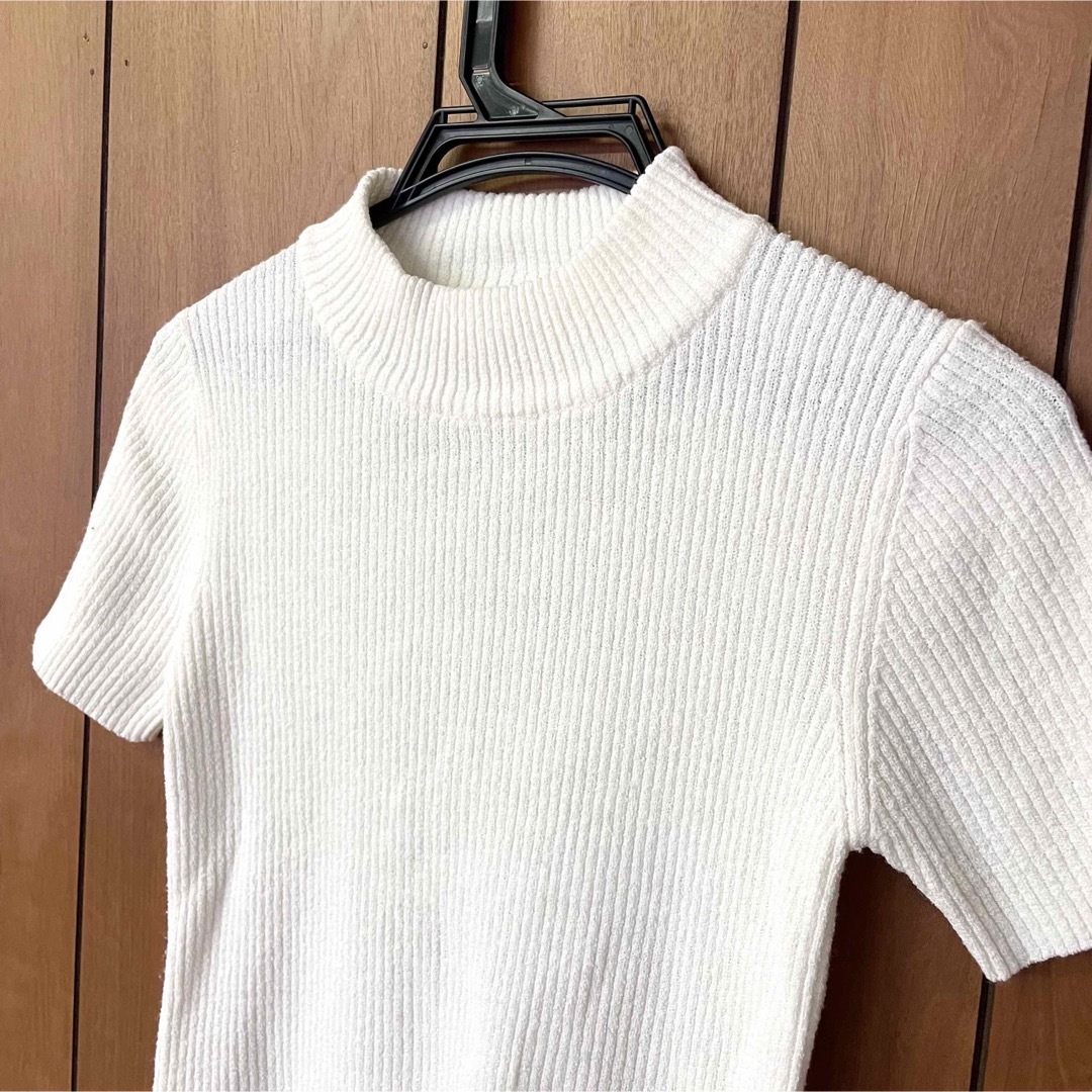 Lochie(ロキエ)の美品【 vintage 】 ホワイトニット　ハイネックニット　リブニット レディースのトップス(ニット/セーター)の商品写真