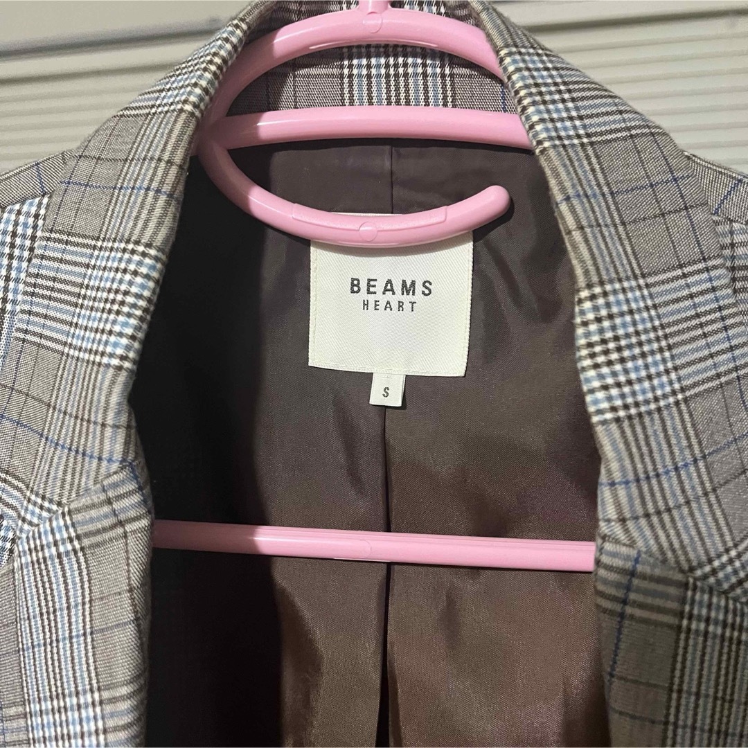 BEAMS(ビームス)のBEAMS ダブルロングジャケット ブラウンチェック レディースのジャケット/アウター(テーラードジャケット)の商品写真