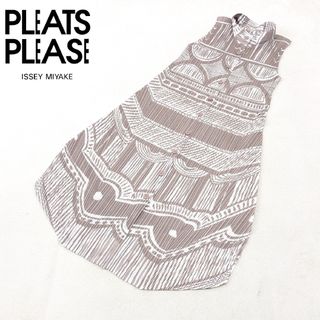 イッセイミヤケ(ISSEY MIYAKE)の★ PLEATS PLEASE イッセイミヤケ ★ 総柄 プリーツ ワンピース(ロングワンピース/マキシワンピース)