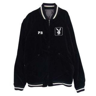 HYSTERIC GLAMOUR ヒステリックグラマー 12AW 1234AB01 × PLAYBOY プレイボーイ 野口強 リバーシブル ベロア ブルゾン ジャケット ブラック系 L【中古】