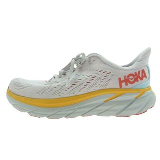 HOKA ONE ONE ホカ オネオネ スニーカー 1121374 CLIFTON 8 WIDE クリフトン8 ワイド スニーカー ホワイト系 イエロー系 25cm【中古】(スニーカー)