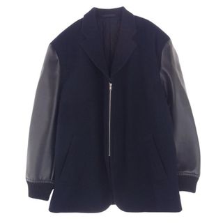 コムデギャルソンオムプリュス(COMME des GARCONS HOMME PLUS)のCOMME des GARCONS HOMME PLUS コムデギャルソンオムプリュス ジャケット 92AW アーカイブ ヴィンテージプリュス PJ-05089M 袖フェイクレザー切替 キルティング ウール ジャケット ネイビー系 ブラック系 M【中古】(その他)