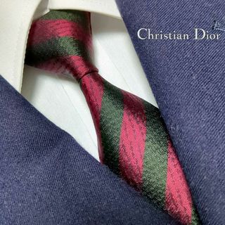 Christian Dior - クリスチャンディオール ネクタイ ストライプ レジメンタル 高級シルク 光沢感