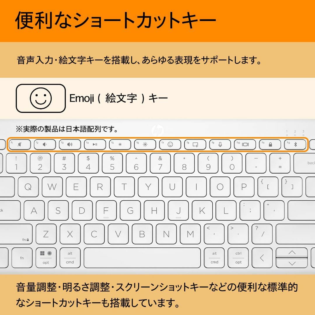【色: ホワイト】ヒューレット・パッカード(HP) HP ワイヤレスキーボード  スマホ/家電/カメラのPC/タブレット(PC周辺機器)の商品写真