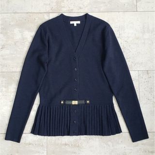 PAULE KA - ポールカ ☆ ベルトデザイン プリーツ切替 ウール Vネック カーディガン M