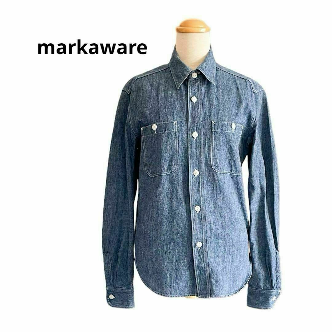 MARKAWEAR(マーカウェア)の147マーカウェア　シャンブレーシャツ　サイズ1 ブルー系 メンズのトップス(シャツ)の商品写真