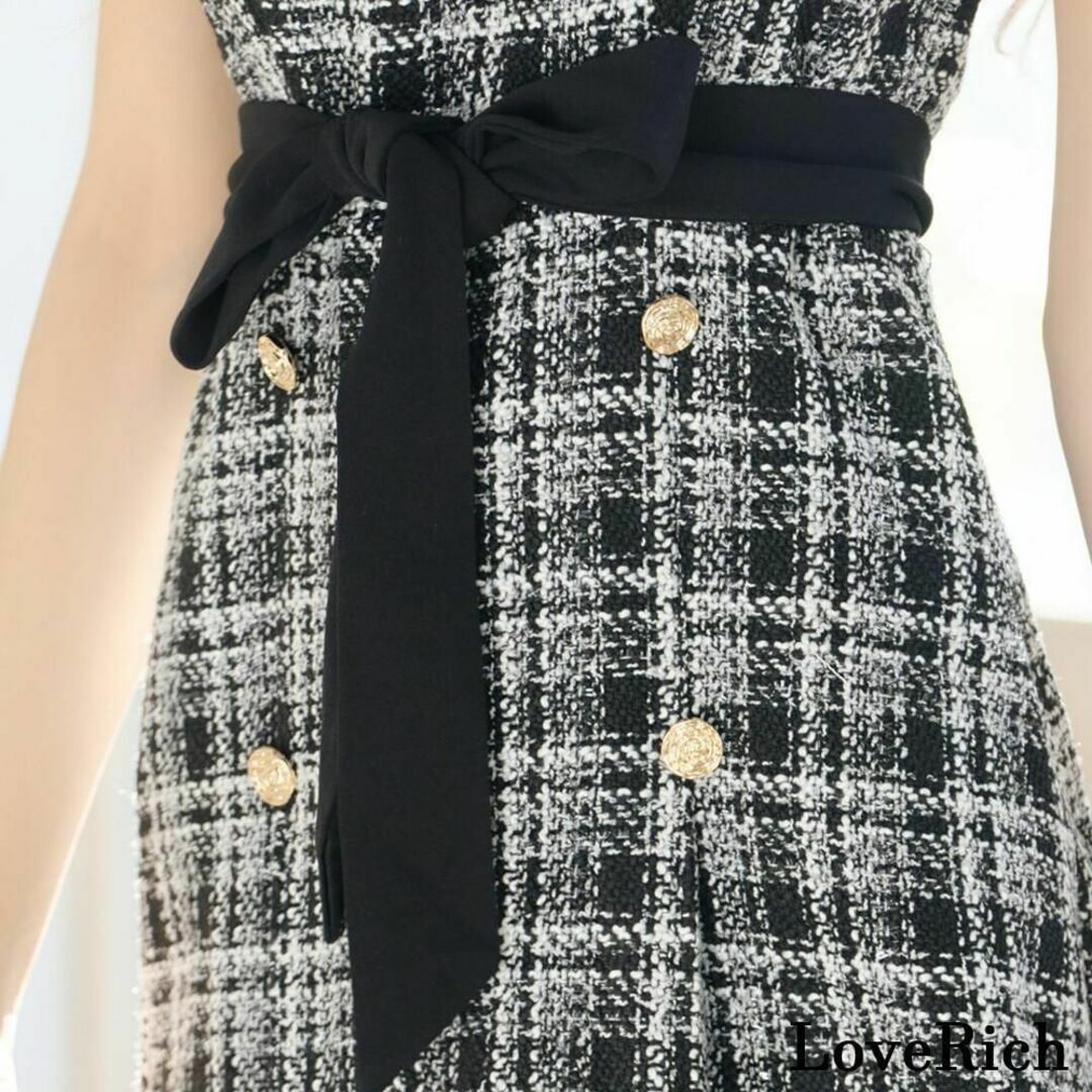 JEWELS(ジュエルズ)のLoveRich チェック ノースリーブ キャバドレス S ブラック レディースのフォーマル/ドレス(ミニドレス)の商品写真