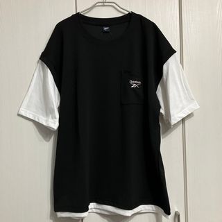 リーボック(Reebok)のReebok重ね着風カットソー  フェイクベストTシャツ メンズL半袖リーボック(Tシャツ/カットソー(半袖/袖なし))