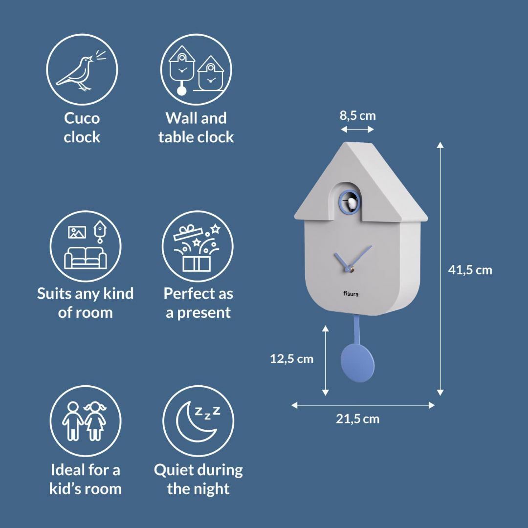 時計 鳩時計 掛け時計 壁掛け時計 振り子 カッコークロック グレー アナログ  インテリア/住まい/日用品のインテリア小物(置時計)の商品写真