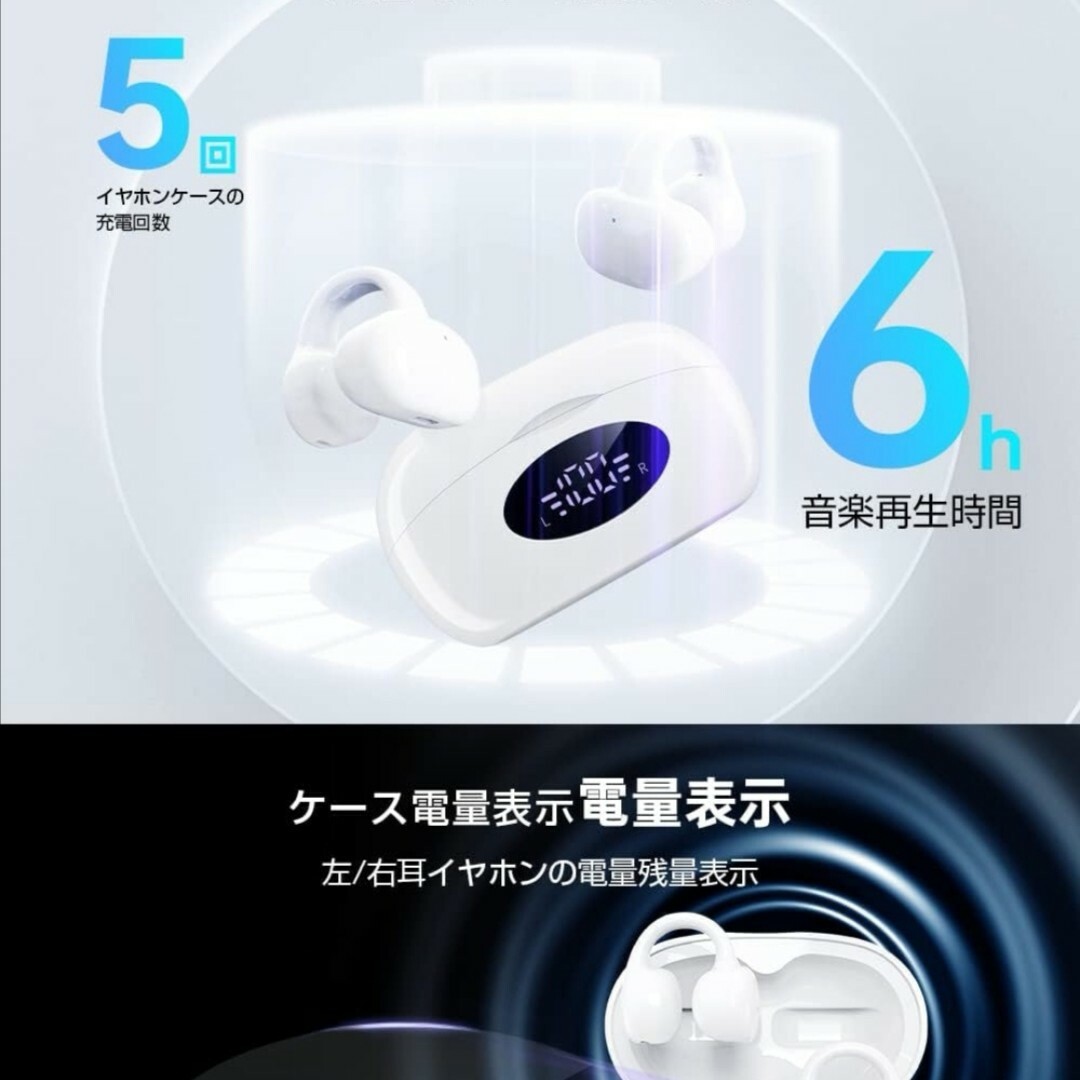 2023音質強化バージョン Bluetooth5.3技術 骨伝導イヤホン スマホ/家電/カメラのオーディオ機器(ヘッドフォン/イヤフォン)の商品写真